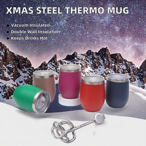 Vaso Térmico de Acero Inoxidable de Doble Pared con Aislamiento al Vacío, Diseño Clásico en Forma de Huevo, Taza Térmica Navideña con Tapa para Camping - Product Image 2