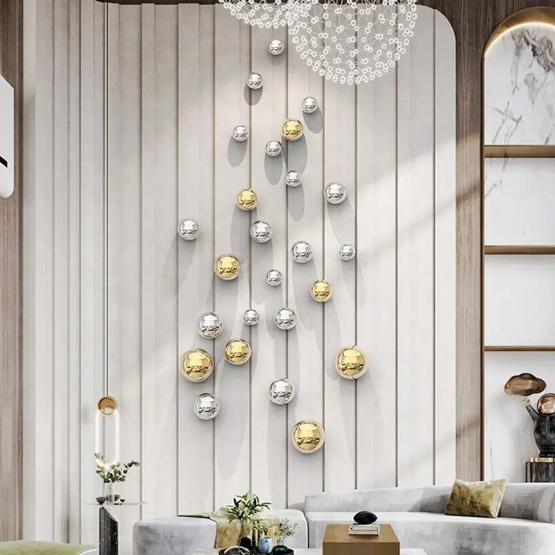 Casa Ornamento de parede esférica Dourado Hanging Decor Art Wall For Living Room Office Study Grande