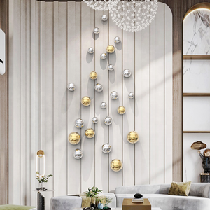Arte de Parede Contemporânea Ornamento Esférico para Casa Decoração Dourada para Sala de Estar Escritório Estudo Grande - Product Image 1