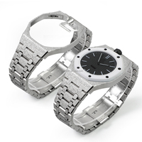 Kit de modification de boîtier et bracelet de montre en acier inoxydable finition grain givré compatible avec S-watch X AP Royal Pop Pocket Watch