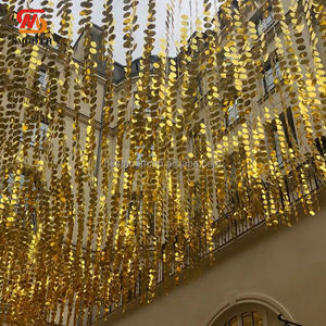 Cortinas de Lentejuelas Circulares Doradas Metálicas Brillantes para Decoración de Salón de Banquetes de Boda al Aire Libre - Product Image 3