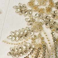 Accessoires décoratifs pour vêtements, robes de danse, motif floral, paillettes dorées, perles, strass, appliques