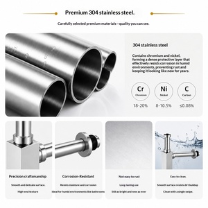 <span class=keywords><strong>Sifone</strong></span> per <span class=keywords><strong>Lavabo</strong></span> di Alta Qualità, Trappola a Bottiglia in Acciaio Inox 304 Argento, Prezzo di Fabbrica - Product Image 3