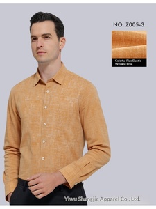 <span class=keywords><strong>Camicia</strong></span> Casual da Uomo Personalizzabile in Cotone Pima con Texture <span class=keywords><strong>Lino</strong></span> <span class=keywords><strong>Arancione</strong></span>, Antipiega, Stile Anni '60 - Product Image 2