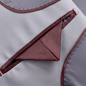 Costume à col à revers cranté à simple boutonnage pour hommes de haute qualité 3 pièces costume de mariage/d'affaires gris livide - Product Image 6