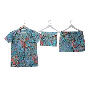 Hand block Print Short V-neck Women Indian 100% Pure Cotton Pajamas Shorts Set Comfortable Nightwear Summer Wear - Product Image 1