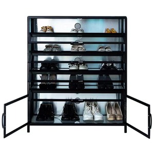 超狭い高垂直靴ラック-家庭用多層ステンレス鋼キャビネット強化ガラスドア付き - Product Image 5