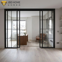 Porte coulissante en aluminium robuste certifiée NFRC résistante aux ouragans, double vitrage trempé pour maisons, portes coulissantes en verre
