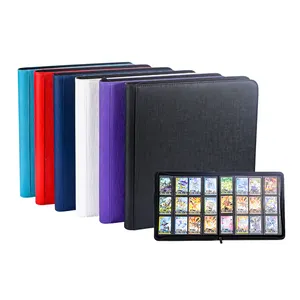 Custom 9 Pockets Card Photo Collecting Album With Zipper PU Leather Protecting Binder