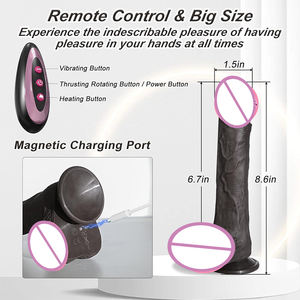 Teleskop-Rotations-Stick-Dildo Vibrator Sexspielzeug für Damen realistischer großer dunkelbrauner Dildo - Product Image 3