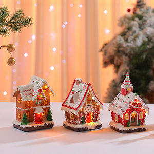Casa de Jengibre Iluminada con Luces LED de Navidad, Casa de Dulces de Resina, Luces Cálidas, Adorno de Pueblo Navideño, Decoración Festiva para Mesa de Fiesta - Product Image 2
