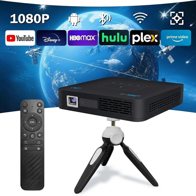 High Quality Smart Pocket DLP Android 4K Ready 3D Keystone Correction LED Mini Projector WiFi Home Cinema Theater Built-in