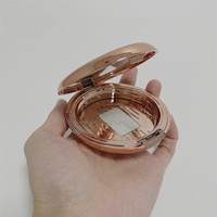 Palette vide ovale en or rose et argent pour poudre compacte, emballage de surface fini