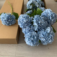 B-1277 Bunga Hydrangea Biru Berkualitas Tinggi untuk Dekorasi Tengah Meja, Bunga Artifisial Lateks dengan Sentuhan Alami, Modern untuk Thanksgiving, Grosir