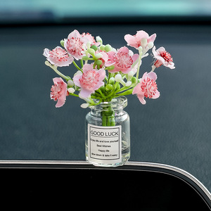 Car Glass Flower <b>Vase</b> Decor Cherry Blossom Pink <b>Small</b> Dashboard Ornament Easy Installation Car Accessories - Product Image 3