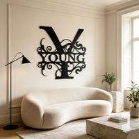 Décoration murale personnalisée en métal avec nom de famille, lettres alphabétiques en métal Y pour la décoration du salon à la maison