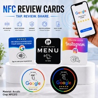 Étiquette NFC Google Review en acrylique NFC G213 215 216, panneau de menu programmable, affichage RFID, carte adhésive pour restaurant, hôtel, commerce de détail