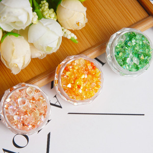 Pequeño DIY Nail Art Grava Coloridos Diamantes triturados Hecho a mano 3D Vidrio Arena Mezcla de diamantes de imitación Estilo de tormenta Irregular Flujo de cáñamo - Product Image 2