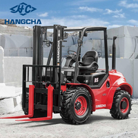 Chariot élévateur tout-terrain diesel à quatre roues motrices Hangcha, capacité 3,5t, mât à deux/trois étages, pneus pneumatiques pour moteur