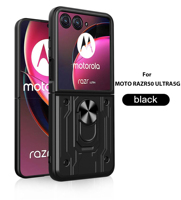 Coque arrière de protection complète antichoc TPU + PC CD motif anneau support armure coque de téléphone pour Motorola Razr 40/50/50 Ultra/2024