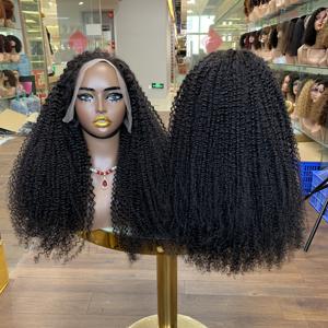 Perruques en dentelle frontale 13x4 afro bouclées crépues transparentes, cheveux vierges brésiliens humains, 26 pouces, perruques en dentelle frontale pour femmes noires - Product Image 1