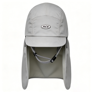 Casquette de surf à séchage rapide avec protection des oreilles et du cou UPF50, protection UV, légère, en nylon, 5 panneaux, résistante à l'eau, pour le sport et les voyages - Product Image 4