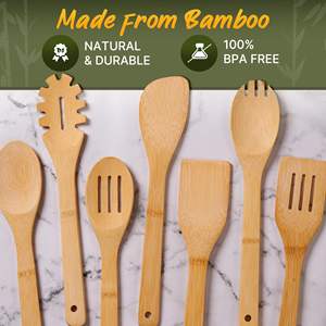 7 Pieces <b>Wooden</b> <b>Spoons</b> <b>Wooden</b> Utensil <b>Set</b> for Daily Use Bamboo <b>Wooden</b> Cooking Utensils Lightweight and Heat Resistant - Product Image 5