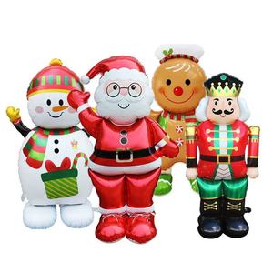 Ballons de Noël en aluminium-Grande taille, 1.2 mètres de haut Père Noël bonhomme en pain d'épice, soldat en noyer. - Product Image 1