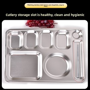 Bandeja de Comedor Cuadrada Grande de Acero Inoxidable de Grado Alimenticio, Diseño Moderno Minimalista Engrosado 304 para Uso Comercial en Cafeterías Estudiantiles - Product Image 3
