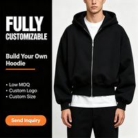 Veste zippée à capuche oversize pour homme en molleton bouclette épais, coupe courte, avec logo personnalisé, faible MOQ, style décontracté streetwear
