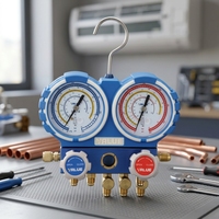 Kit de manomètres de réfrigération VALUE 80 mm Classe 1.6 à triple raccord avec boîte blister