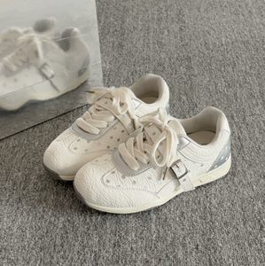 <span class=keywords><strong>Scarpe</strong></span> da ginnastica <span class=keywords><strong>bianche</strong></span> testurizzate retrò da <span class=keywords><strong>donna</strong></span>, sneakers casual basse e leggere alla moda - Product Image 3