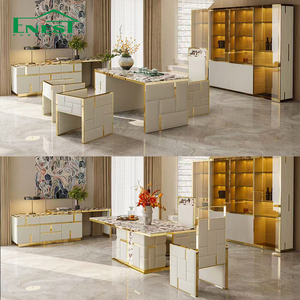 Ensemble de canapés Chesterfield de luxe haut de gamme en cuir et velours pour salon, <span class=keywords><strong>canapé</strong></span> d'angle en forme de L pour villa luxueuse - Product Image 4