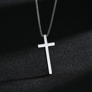 Collar con colgante de Cruz Negra de acero inoxidable, joyería para hombre, Collar chapado en oro blanco con Biblia de Jesús para hombre - Product Image 4