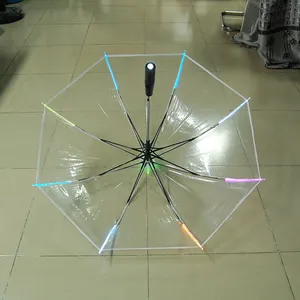 Koruma hediye uzun sap, şemsiye yeni LED ışık şeffaf şemsiye çevre/