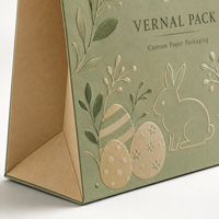 Sacs cadeaux de Pâques en papier kraft écologique personnalisés avec logo imprimé, poignée torsadée, vente en gros