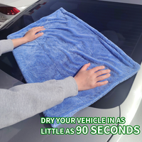 Grande serviette de séchage pour voiture en microfibre de qualité supérieure 1600 g/m² 70x90 cm, double torsion, sans bordure, séchage rapide, technique de tissage sans traces