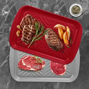 Set of 2 pcs With red and grey color Dishwasher and food Safe Grilling Prep and Serve Nestable Melamine food Trays