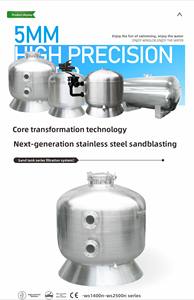 Filtre à <span class=keywords><strong>sable</strong></span> en acier inoxydable YOLO, <span class=keywords><strong>filtration</strong></span> haute efficacité pour systèmes de circulation de piscines commerciales FYL WS1600N - Product Image 3