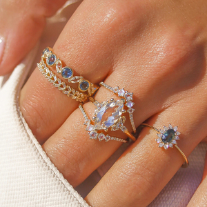 Anillo de Compromiso de Plata de Ley con Topacio Blanco de Londres, Corte Maquirse, Diamante Natural de Ensueño, Joyería de Oro de 10 Quilates - Product Image 5