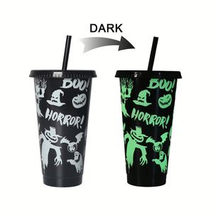 Gobelet lumineux 24oz à changement de couleur avec paille, réutilisable, sans BPA, pour boissons froides, bouteille d'eau, idéal pour les fêtes - Product Image 2