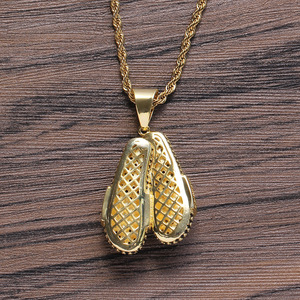 Copper Zircon Slides Pendant <b>Necklace</b>, Men's Hip Hop Streetwear Jewelry <b>Statement</b> Piece - Product Image 2