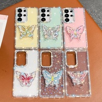 Funda de Lujo IMD con Diamantes para Samsung S26 S25 Ultra Plus S24 S23 A07 A17 A16 A26 A36 A56 A15 A35 A55 5G, con Soporte de Mariposa