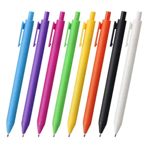 قلم حبر جاف عليه شعار مطبوع مخصص للبيع بالجملة متعدد الألوان وقابل للطي من المطاط الناعم قلم بلاستيكي يمكن النقر عليه
