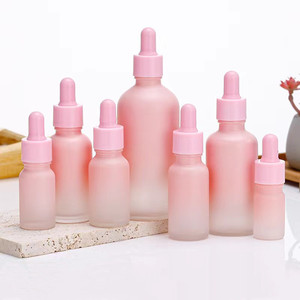 Flacons compte-gouttes en verre rose mat de luxe Offre Spéciale forme de cylindre 5ml 100ml emballage de crème de sérum liquide vide pour huiles essentielles - Product Image 1