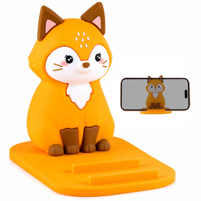 New Design Cute Fox Phone Holder Desktop Ornaments Animal Shape Mobile Phone Stand Accessories Gift for Kids Girls Women