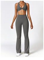 Short de fitness en nylon pour femme, taille haute, style Long Tempo, avec dos froncé, effet galbant, et ensemble de leggings coupe évasée haute Luluflare, avec logo personnalisé
