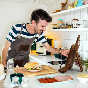 Support de <span class=keywords><strong>livre</strong></span> de recettes en bois pour présentoir de comptoir de <span class=keywords><strong>cuisine</strong></span> support de livres de <span class=keywords><strong>cuisine</strong></span> cadeaux de cuisson avec crochet installer - Product Image 3