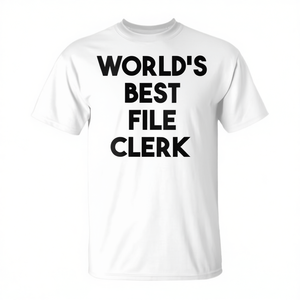 Camiseta Worlds Best File Clerk, unisex, talla mediana para adultos, algodón blanco - Product Image 3