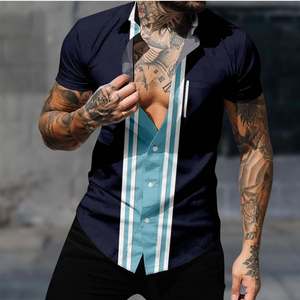 Chemise de travail décontracté<span class=keywords><strong>e</strong></span> à manches courtes pour homme, imprimé floral, anti-rides, respirante, avec tissu tissé de haute qualité - Product Image 2